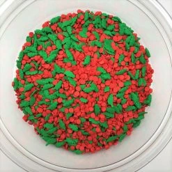 QA Products, Inc. - Beloit, Wisconsin Christmas Holly Shapes Berry Shapes Red Green Bakery Topping Sprinkles 5 Pounds Sprinkles & Toppings