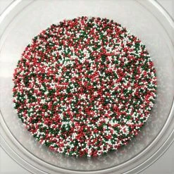QA Products, Inc. - Beloit, Wisconsin Christmas Jingle Mix Nonpareils Red Green White Topping Sprinkles 1 Pound Sprinkles & Toppings