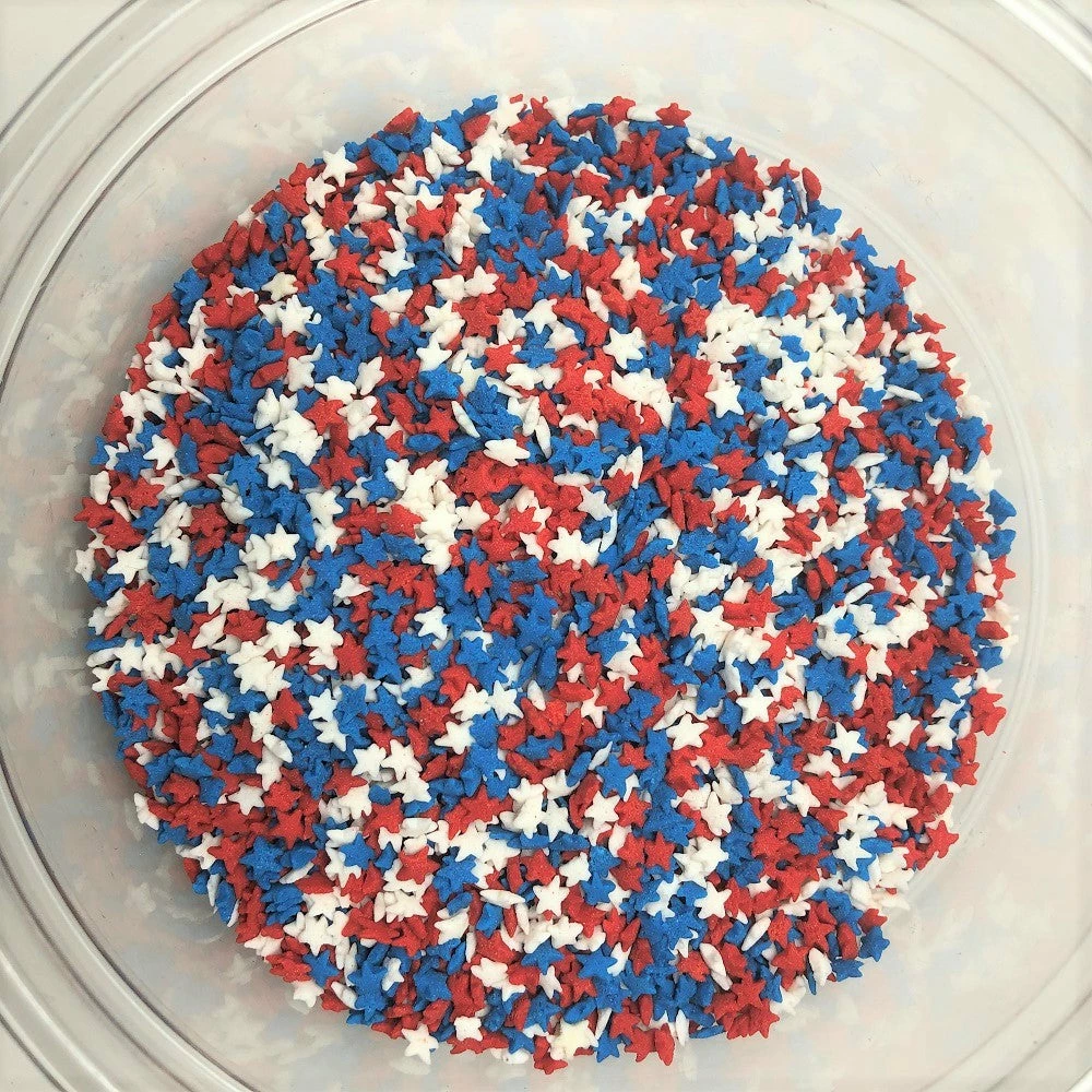 QA Products, Inc. - Beloit, Wisconsin Patriotic Star Shapes MINI Red White Blue Stars Topping Sprinkles 5 Pounds 3 QA Products, Inc. - Beloit, Wisconsin Patriotic Star Shapes MINI Red White Blue Stars Topping Sprinkles 5 Pounds