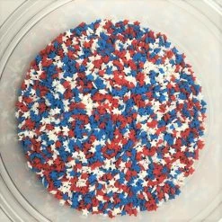 QA Products, Inc. - Beloit, Wisconsin Patriotic Star Shapes MINI Red White Blue Stars Bakery Topping Sprinkles 8 Oz.