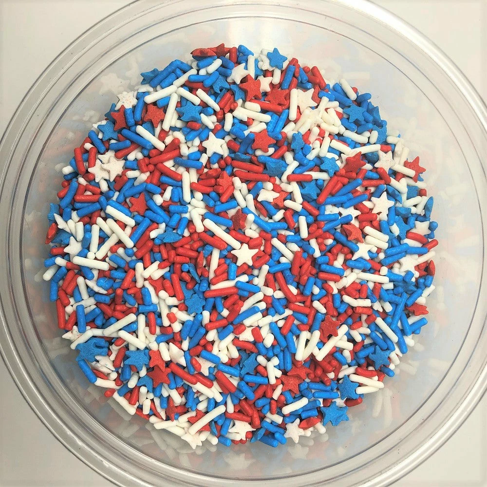 QA Products, Inc. - Beloit, Wisconsin Patriotic Stars & Stripes Mix Star Shapes Sprinkles Bakery Topping 6 Pounds 3 QA Products, Inc. - Beloit, Wisconsin Patriotic Stars & Stripes Mix Star Shapes Sprinkles Bakery Topping 6 Pounds